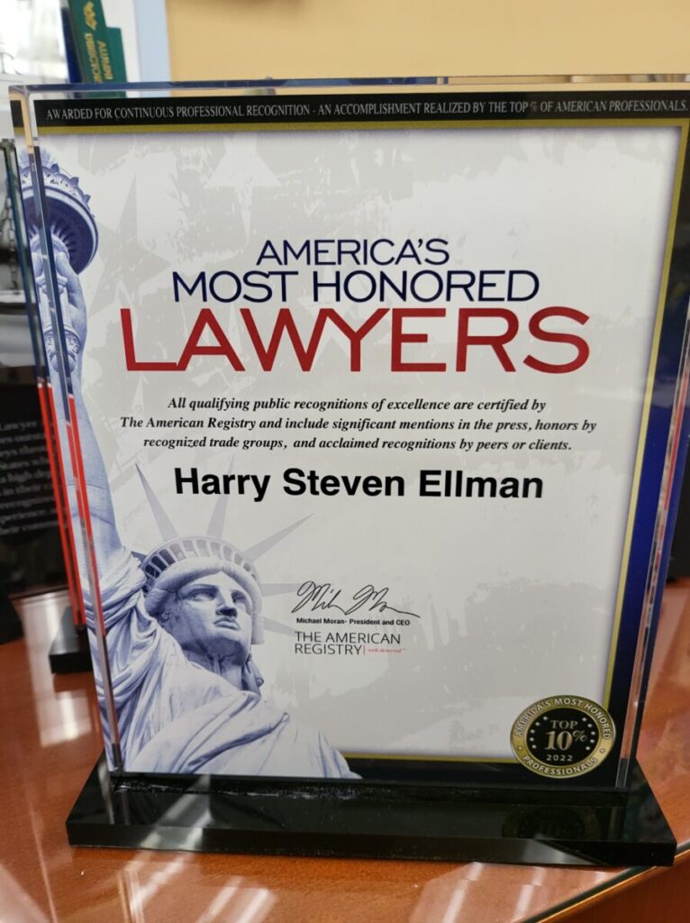 Americas Most Honored Lawyers Award from The American Registry